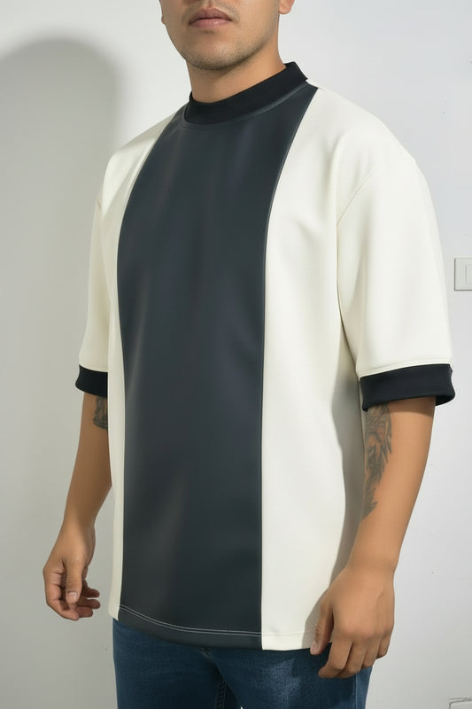 Camiseta Streetwear Oversize Bicolor (Cuero Textil)